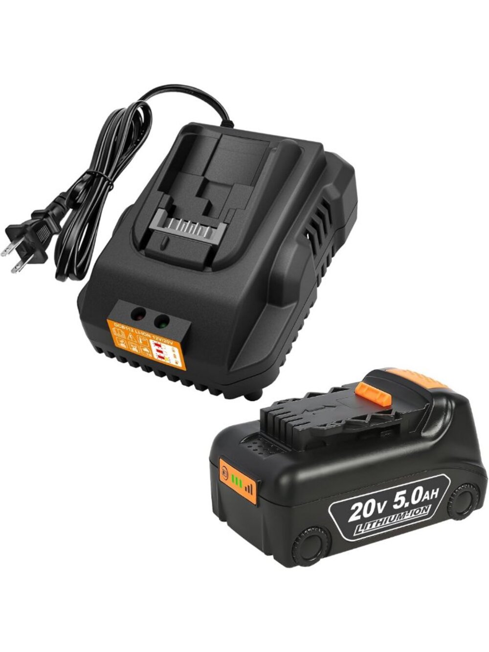 20V Max Battery Replacement 5.0Ah with Charger Station for Power Tools DCB200
